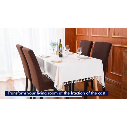 Winston Porter Jacquard Box Cushion Dining Chair Slipcover Reviews Wayfair
